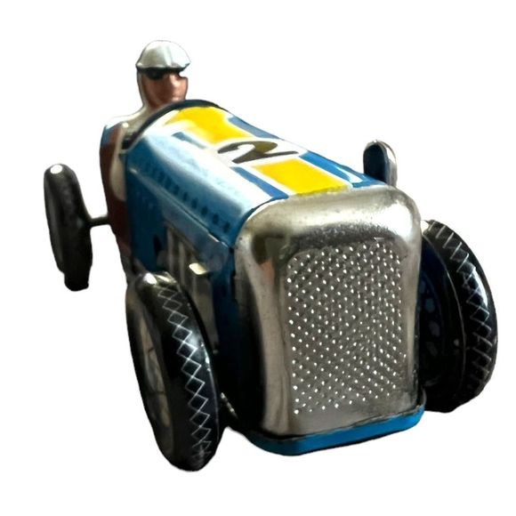 Schylling Speedway Racer Classic Tin Car Driver #2 Blue Original BOX Vintage - Picture 3 of 10